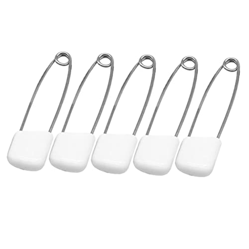 LALAFINA 55mm Large Head Safety Pins 50 Pcs Plastic End Stainless Steel Pins for Diaper Nappy Socks