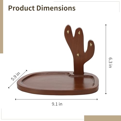 Soporte de madera de acacia tallado con ganchos para perfume y joyas de diseño exclusivo 5