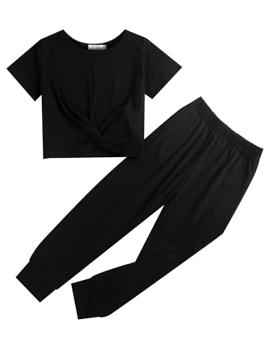 Image of Arshiner Girls Clothing Sets Tie Dye Twist Front Tops & Sweatpants Outfits Sportwear Sweatsuits Tracksuits 4-13 Year
