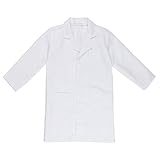 Bata blanca manga larga, diseño de solapa, cierre de botones para facilitar el vestir.