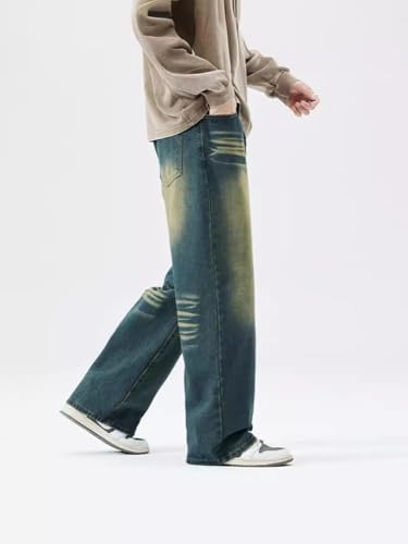 Jeans Pants Trousers Denim Wide Leg Straight Floor Dragging for Men Loose Heavy Duty Washed Casual2