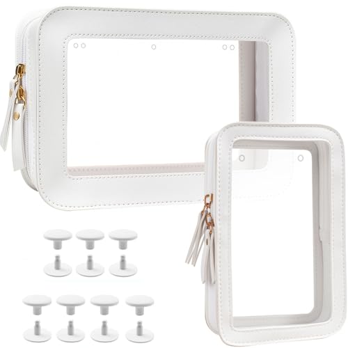 Image of LETGO Clear Insert Bag for Bogg Bag Accessories - 2 Packs Leather Zipper Insert Pouch for Bogg Tote Travel Makeup Clean Toiletry Handbag Organizer Cosmetic Divider Storage Inner Pouch (Beige)