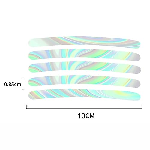 Image of 20PCS Car Wheel Hub Dazzle Color Strong Reflective Stickers for Cars Night Safety Warning Reflective Stripe Decal Auto Motorcycle Wheels Rim Cycling Bicycle Truck Car Stickers (Dazzle Color)