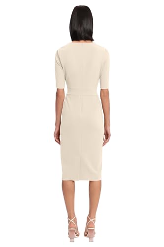 Image of Donna Morgan Women's Curved Waist Seam Crepe Workwear Dress Career Office Desk to Dinner Event Occasion Guest of