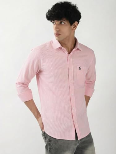Image of Premium Men's Striped Casual Shirt - Regular Fit | Oxford Weave | Full Sleeve | Pure Cotton. 02