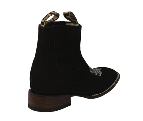 El Presidente Mens Black Chelsea Boots Nubuck Leather Casual Western Botas Vaquero3