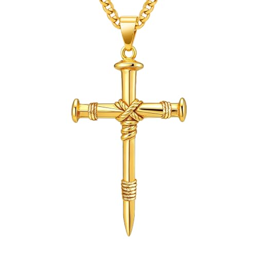 Image of Midari Gold Cross Necklace for Men 18K Gold Cross Pendant Minimalist Faith Necklace Christian Pendant Religious Gift