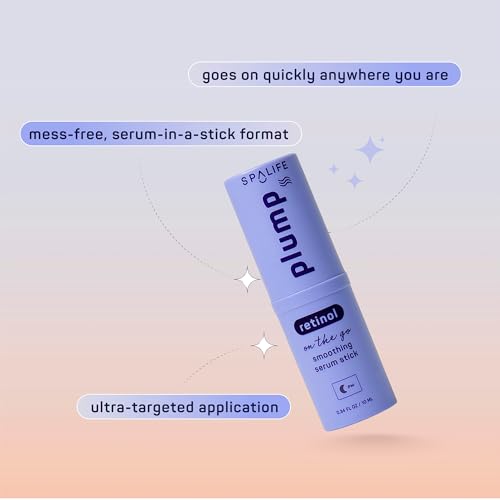 SpaLife Beauty Plump Retinol Smoothing Serum Stick Balm for Face – Retinol Face Serum – For Plumping, Smoothing, & Resurfacing – Boosts Elasticity – Targets Fine Lines & Texture – Multipurpose