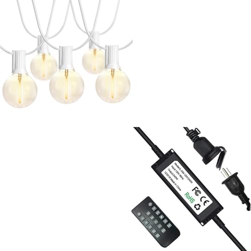 Luces de cadena blancas exteriores 97 pies con dimmer