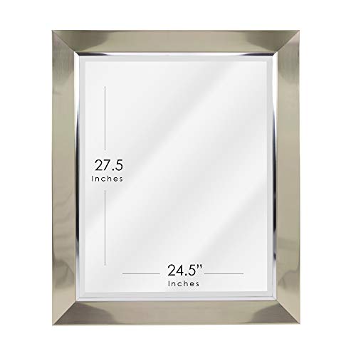 Head West Wall Mount Brushed Nickel With Inner Chrome Liner Frame Beveled Mirror 27.5 X 33.5 #TOP5