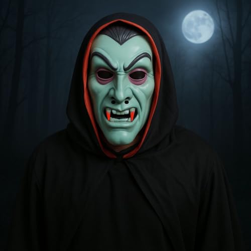 Image of Wanna Party Halloween Glow in the Dark Blood Ghost Mask W /Hood (Black)