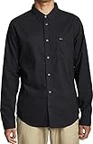 RVCA Men Thatll DO Stretch Long Sleeve Woven Button Front Shirt, Black, L