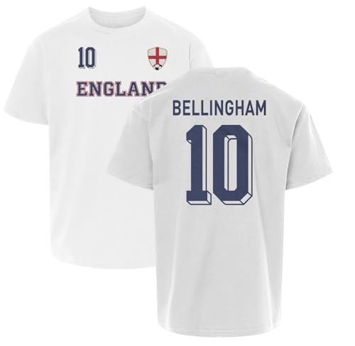 Tutiinca England Bellingham 10 Soccer Jersey Style 2-Side Youth Unisex T-Shirt (White Youth Small)