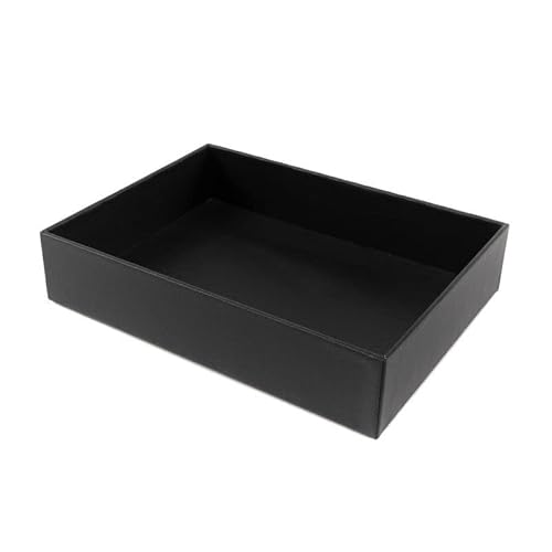 ROCKING GIFTS Vaciabolsillos Polipiel Rectangular Negro, para Entrada Recibidor, Bandeja Llaves Cuero Sintético Decorativo, 24 cm