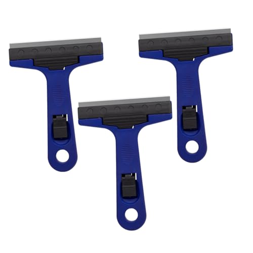 MOLUCKFU 3 Piezas Raspadores de Limpieza Portátiles para Pared Suelo y Espátulas Resistentes para Retirar Manchas Azulejos y Vidrios Color Azul