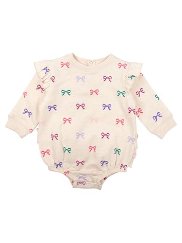 RuffleButts Baby/Toddler Girls Flutter Sleeve Sweatshirt Bubble Romper with Snaps