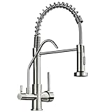 Grifo de cocina cromado negro mate, mezclador de purificación de agua fría y caliente, instalación de puente, grifo gourmet para cocinas modernas