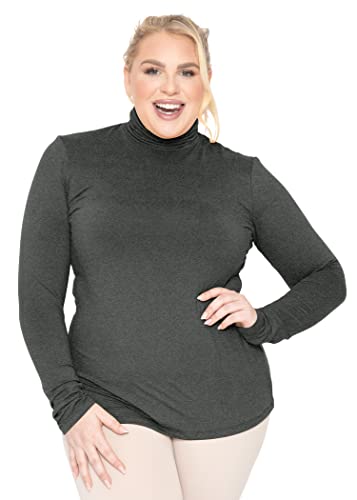 Image of Womens Turtle Neck | Long Sleeve and Sleeveless Top | Plus Size XL-7X | Tops Women White Turtleneck Women