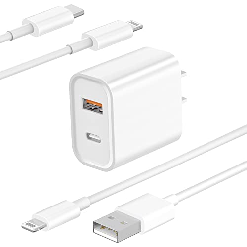 [Apple MFi Certified] iPhone Fast Charger, Belcompany 20W USB C Wall Charger with 2Pack 6FT Original Lightning Charge Cord, Dual Port PD3.0 Type-C + QC3.0 USB-A Rapid Wall Charger for iPhone/iPad/iPod