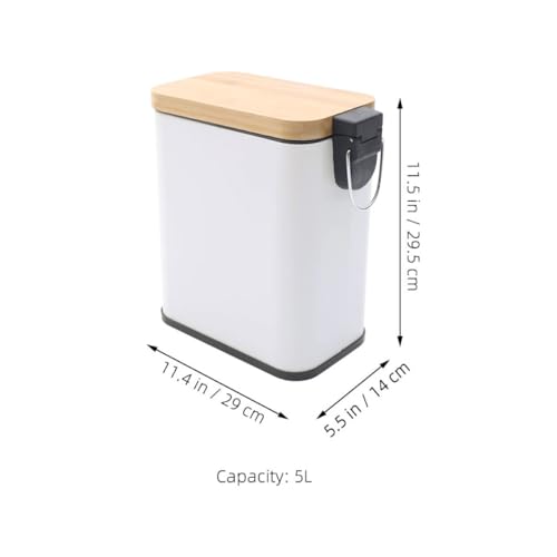 Caneca de basura rectangular de 5L con tapa blanca miniatura 2