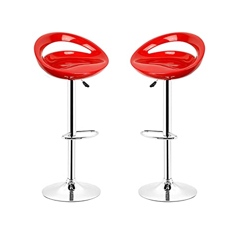 MINGYI Tabourets de Bar Lot de 2, Siège en Plastique ABS, Chaise Haute Bar avec Support Lombaire et Repose-Pieds, Siège 43×43×26 cm (Rouge)