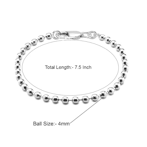 LeCalla 925 Sterling Silver Italian Handmade Round & Oval Bead Ball Strand Chain Bracelet for Women | Women's Silver Bead Ball Chain Bracelet (6.5, 7, 7.5, 8 Inches), Made in Italy4