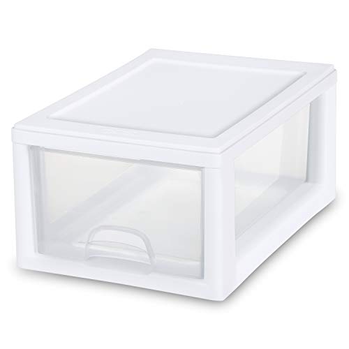 Sterilite 20518006 6 Quart/5.7 Liter Stacking Drawer, White Frame With Clear Drawer,(Pack Of 6) #TOP2