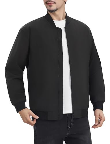 Mens Bomber Jacket Black Windbreaker Jackets Lightweight Casual Stylish Flight Varsity Light Jackets for Men2
