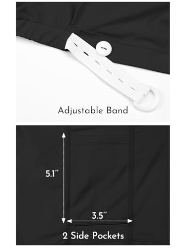 SHEKINI Frauen Rüschen Hohe Taille Umstands Swim Rock Eingebaute Shorts mit Taschen(Schwarz,3XL)