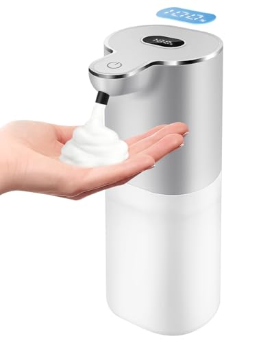 ソープディスペンサー 自動 泡 ハンドソープ デジタル表示 吐出量6段階調 400ml 充電式 IPX5防水 壁掛け/置き型両用 半透明ボトル 日本語説明書付き キッチン・洗面所などに適用
