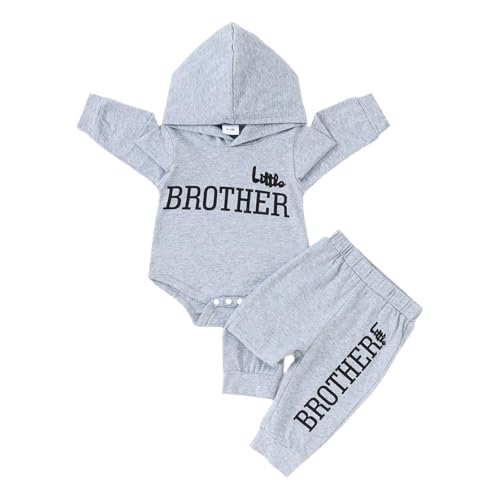 Image of KIMI BEAR Baby Boy Clothes Newborn Boy Outfits Infant Letter Print Long Sleeve Romper Hoodies Pants Fall Winter Outfits