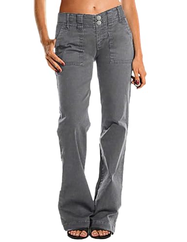 C.O.Z.Y Mid Rise Jeans for Women Wid Leg Straight Leg Flare Pants Trendy