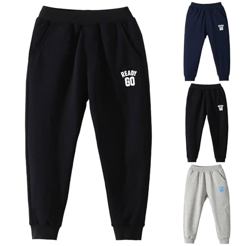 Boys Athletic Joggers Elastic Waistband Solid Sweatpants Teen Soft Casual Loose Fall Sport Pants with Pokets3