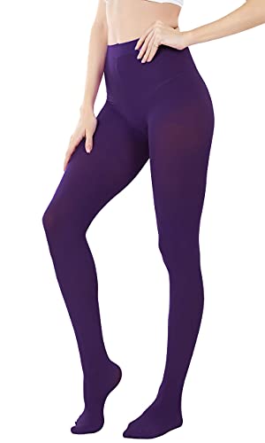 Image of HeyUU Women's 80D Ultra Soft Opaque Tights, High Waist Solid Color Footed Pantyhose with 29 Colors