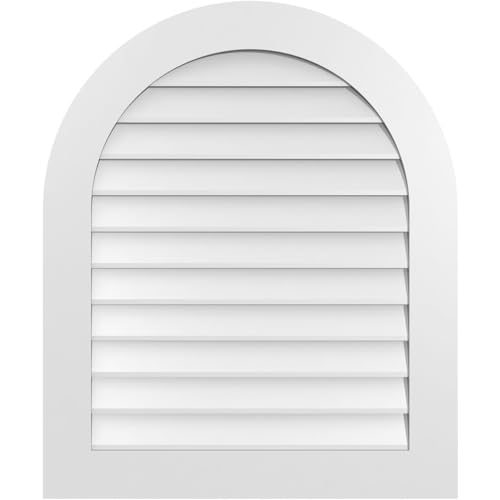 Ekena Millwork GVPRT30X3601SN Round Top Surface Mount PVC Gable Vent, Factory Primed White
