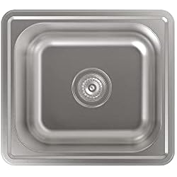 Fregadero Cata Css1 Cata Fregadero Cocina, Modelo CSS 1, Fregadero Sobre Encimera, Cubeta Cuadrada, Instalación en Mueble de 50 cm, Acero Inoxidable