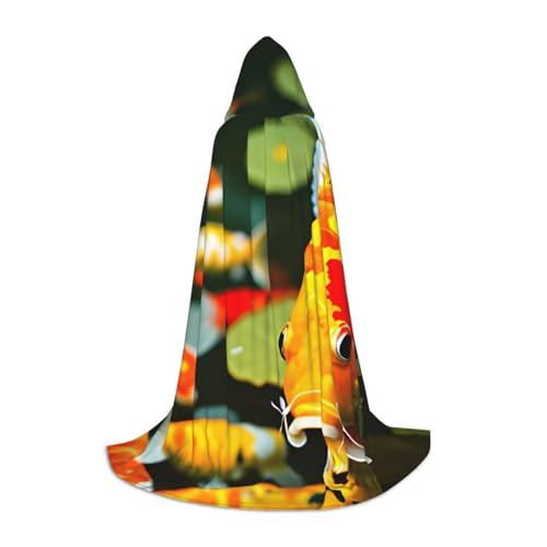 Cape à capuche japonaise avec imprimé poisson koï pour costume cosplay unisexe