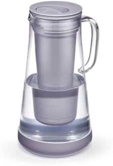 LifeStraw Home– Water Filter Pitcher, 7-Cup, Glass with Silicone Base, Wisteria, for Everyday Protection Against Bacteria, parasites, microplastics, Lead, Mercury, PFAS and a Variety of Chemicals