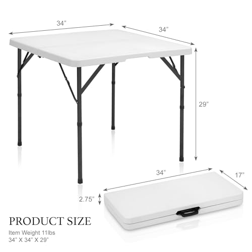 Table pliante 90 cm table carrée portable plastique robuste camping