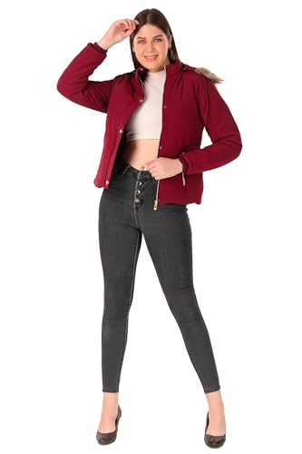 Image of Brazo Women's and Girls Puffer Regular Fit Bomber Jacket For Winter Wear | Hooded Neck | Full Sleeve | Zipper | Casual Jacket For Woman & Girl | Western Stylish Jacket For Women