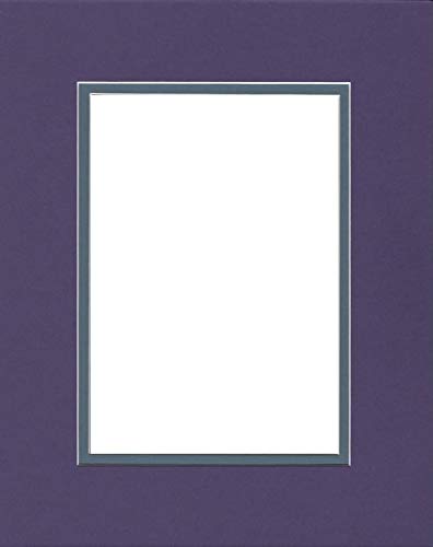 Pack of (2) 18x24 Double Acid Free White Core Picture Mats Cut for 13x19 Pictures in Purple and Slate Blue