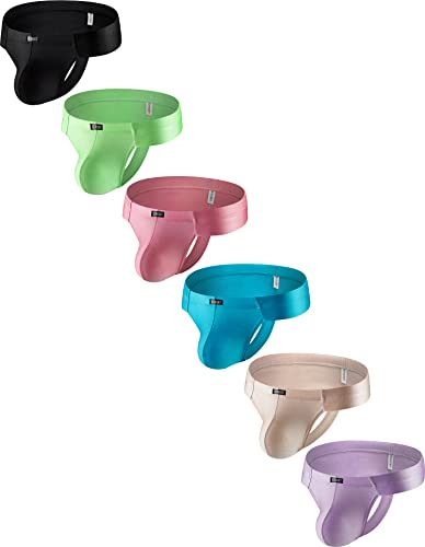 iKingsky Men's High Stretch Cheeky Thongs Silky Mini Cheek Underwear Sexy Low Rise Bulge Under Panties for Men