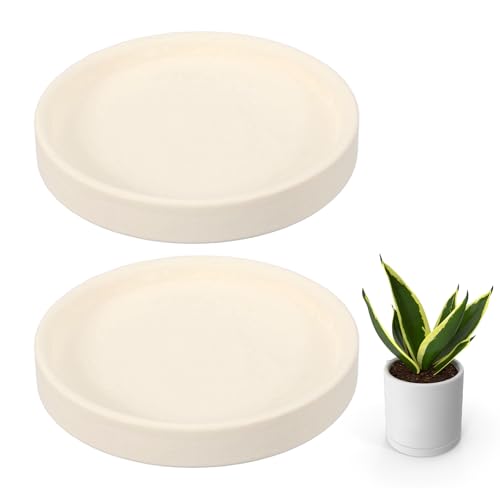 uxcell 2 Pcs Round Plant Saucers, 4 Inch Ceramics Plant Drip Trays for Pots, Heavy Duty Flower Pot Saucers for Indoors and Outdoors, Dark White by uxcell - Used condition - CA$25.28