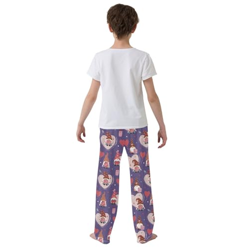 Lovely Gnome Love Boys Long Pants Soft Trousers Elastic Waist Kids Lounge Bottoms with Pockets S-XL3