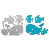 Troquelado tienda ballena y tres peces troqueles de troquelado, mar, animales, troqueles, plantillas, scrapbooking, fabricación de tarjetas