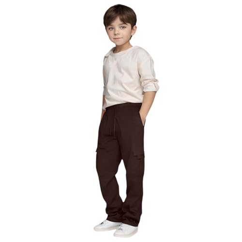 Cargo Pants for Boys Baggy Sweatpants Elastic Waist Drawstring Sweat Pants Open Bottom Straight Leg Joggers with Pockets