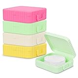 Klyuqoz 4 Pcs Plastic Square Cotton Pad Holder - Multicolor, Solid - Cosmetic Case - Travel & Portable - Suitable for Makeup Remover Cotton Pads & Balls