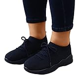 Sneaker Damen Schwarz Plateau Elegante Weiche Schuhe Fußballschuhe Laufschuhe Leichtgewichts Atmungsaktiv Frauen Joggingschuhe Sneakers Casual Große Größe Fashion Für Trekking Workout Running