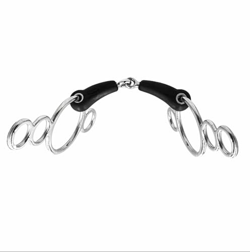 Equine Smile ES0237 Gebiss 4-Ring 4-Fach Ringtrense Gummigebisse Einfach Gebrochen mit Gummi aus Edelstahl Gebissstärke 20 mm (12.5 cm)