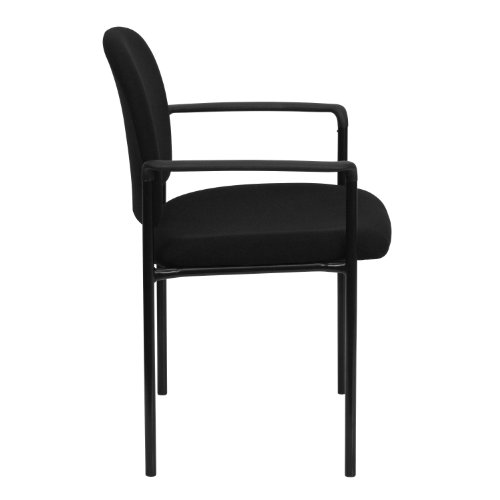 Flash Furniture Tiffany Comfort Black Fabric Stackable Steel Side Reception Chair With Arms #TOP6